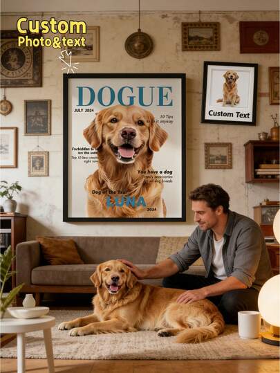 1 Tấm Poster Cá Nhân Hóa, Poster Ảnh và Tên Thú Cưng Tùy Chỉnh, Poster Tạp Chí Chó Cảnh Tùy Chỉnh, Quà Tặng Ảnh Cá Nhân Hóa Cho Người Yêu Thú Cưng, Lý Tưởng Cho Sinh Nhật, Kỷ Niệm và Các Dịp Đặc Biệt.
