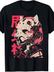 1pc Men's T-Shirt EWH Anime Comic Aesthetic Technology - Black - View 2