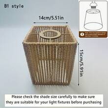 Pantalla para lámpara de estilo nórdico hecha a mano de cuerda de papel trenzado, con forma cuadrada y redonda, adecuada para iluminación decorativa de hoteles, casas de huéspedes y tiendas - pantalla - Ver 22