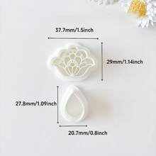 Set de 2 moldes de arcilla polimérica con forma de flor y gota de agua para hacer colgantes y pendientes, herramienta de artesanía para dar forma a joyas DIY - Blanco - Ver 2