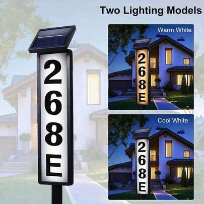 Solar LED Door Number Lights, Illuminated Address Signs For Outdoor Residential Doors, Waterproof Numeric Plaques For Courtyards, Gardens, And Mailboxes; House Address Plaques For Outdoor Use