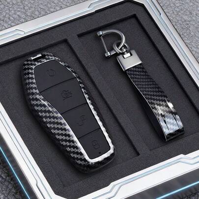 ABS Carbon Fiber Car Key Case For BYD Atto 3 EV Dolphin 4 Buttons Remote Control Protect Cover Auto Keyain Car Accessories