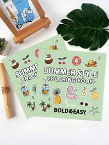 [Adult Coloring Book] 40 Sheets, Summer Style Coloring Book Warm & Cute - Gift Cartoon Themed Paper Craft Kits For Relaxation And Focus Training, As Well As Family Sharing Time. It Can Be Used As Gifts For Halloween, Christmas, Thanksgiving, And Birthdays. - Coloring Book - View 5