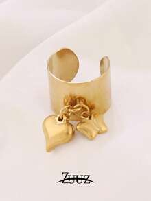 1pc Vintage Stainless Steel Butterfly Heart Charm Ring For Women Open Ring For Daily Wear And Gift For Girlfriend, Mother, Sister - Ring - View 5