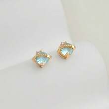 1对海蓝色蝴蝶星形耳钉套装，奢华时尚优雅耳环，百搭清新的女士珠宝 - 藍鑽1 - 查看 1