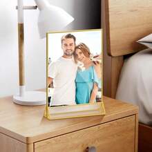 Bộ 6 khung ảnh acrylic màu vàng kích thước 5x7 inch, khung số bàn hình chữ T bằng acrylic, thích hợp làm số bàn cưới, biển hiệu nhà hàng, trưng bày ảnh và tranh nghệ thuật. - Vàng T - Xem 8