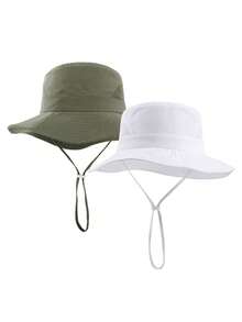 2 piezas Sombrero de cubo ajustable, Tallas múltiples desde 6 meses hasta 8 años, Sombrero de cubo estampado unisex para niños - Multicolor - Ver 19