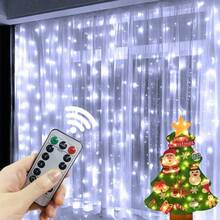 1 Peça Luzes de Cortina de Corda LED Alimentadas por USB, 8 Modos de Luzes de Atmosfera para Casamento, Festa de Aniversário, Quarto, Sala de Estar, Decoração de Janela, Iluminação Interna de Feriados (Pilhas do Controle Remoto Não Incluídas) - Luz de cortina USB - Visão 6
