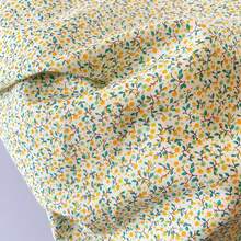 0.5m/1m/2m Fresh Yellow Flower & Leaf Cotton Fabric, Skin-Friendly & Breathable, Suitable For Dresses, Handmade Accessories, Tablecloths, Curtains, Home Decor, DIY Sewing Material, Sold By The Meter - Vigorous Small Fruit Branches - View 3