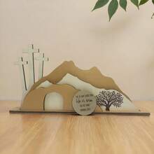 18cm Wooden Empty Tomb And Cross Scene, With Bible Verse "He Has Risen", Home Decor Church Holiday Gift - Easter - View 2