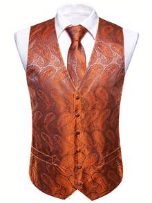 Men Waistcoats - Orange - View 3