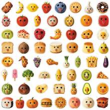 60pcs Abstract Food Cartoon Funny Expression Stickers, Cute Anthropomorphic Creative Decorative Stickers For Desk, Milk Tea Cup Scrapbook Supplies Stationery Funny Stickers Kindle - Abstract Food - View 4