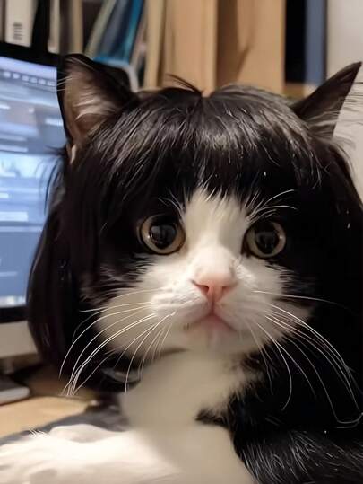 Clip-On Cat Wig - Soft Polyester Fiber Pet Accessory, Easy To Use And Comfortable Fashion Cat Costume, Fun Party & Photography Outfit, Party Essential, Cute Design, Durable Material, Ideal For Cosplay Enthusiasts