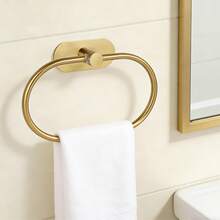 Stainless Steel Bathroom Towel Ring, Towel Rack, Wall-Mounted Towel Bar, Toilet Towel Storage Rack, Towel Holder - Gold - View 2