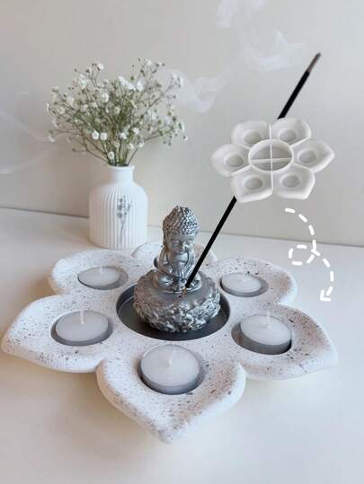 1PC Large Flower Candlestick Silicone Mold, DIY Creative Simple Lotus Candle Holder Plaster Mould, Home Decoration / Gift Ornament Epoxy Resin Mold, Handicraft Casting Molds, Art Decorative Ornament Gypsum Mold