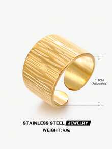 1 st 18K guldpläterad geometrisk tjock öppen ring i rostfritt stål, lämplig för kvinnors vardagsbruk - Guld - Visa 5