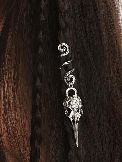 1件银色个性爱尔兰乌鸦骷髅头发圈，女士朋克风发夹，学生用品发饰，头饰，女士情人节、生日和母亲节发饰