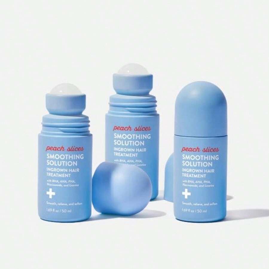 Peach Slices Smoothing Solution Ingrown Hair Treatment 3-Pack | Roll-On For Bikini Area, Razor Bumps & Redness | BHA, AHA, PHA, Niacinamide | Vegan, Cruelty-Free Korean Skin Care - Collagen - 查看 1