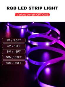 ONELEDWANGRX Tira de Luces LED con Memoria de Patrones 3.3ft-50ft/1m-15m Tira de Luz Inteligente para Dormitorio, Controlador Integrado de 3 Botones, Tira de Luz Cambiadora de Color RGB Luces de Cuerda, Adecuada para Sala de Estar Decoración del Hogar Fiesta de Navidad Luces de Vacaciones - Edición de memoria blanca - Ver 2