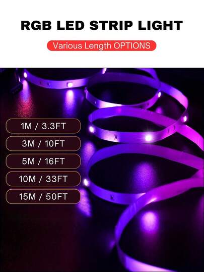 ONELEDWANGRX 3.3ft-50ft/1m-15m Programmable Memory LED Strip Lights With 3-Key Controller, Suitable For Bedroom, Living Room, Home, Christmas Party, Holiday Decoration, RGB Color Changing Lights For Spring Festival, Easter, Oktoberfest, Independence Day, Eid Al-Adha, Day Of The Dead, New Year, Valentine's Day, Thanksgiving, Ramadan, St. Patrick's Day, Pride Month, Carnival