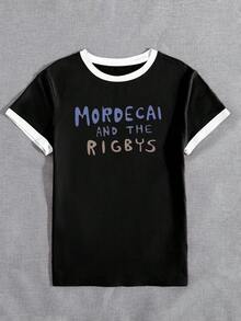 DEAR MOLLY 新款字母印花撞色T恤，女士款，柔软透气短袖休闲运动T恤，圆领运动时尚夏季款 - 彩色 - 查看 3