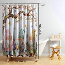 1pc/3pcs/4pcs Easter Gnome & Egg Multifunctional Bathroom Decor Shower Curtain Set, Free 12 Hooks Included, Elegant Holiday Atmosphere, Bathroom Mat, U-Shaped Rug And Round Toilet Mat, Suitable For All Scenarios - E - View 17