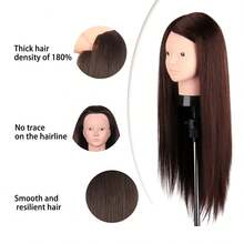 Haired Mannequin Head (Black) 24 Inches (Approximately 60.96 Cm) Beauty Model Head Model Head Used For Weaving Hairstylists, Beauty Students Practicing Styling With Free Table Edge Clips And Styling Tools. - View 4