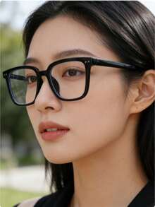 1 Pair Women's Plastic Frame Square Large Frame Rhinestone Fashion Glasses, Transparent Lenses, Street Style - Multicolor - View 2