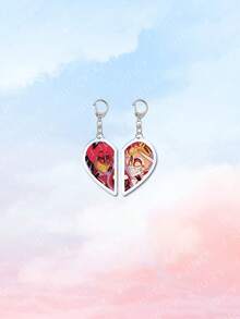 Bộ 1 móc khóa hình trái tim hoạt hình đôi bằng acrylic, dùng để trang trí ba lô/túi xách/ví, quà tặng cho bạn bè, mẹ, bố, quà tốt nghiệp và quà cho giáo viên. - Nhiều màu - Xem 9