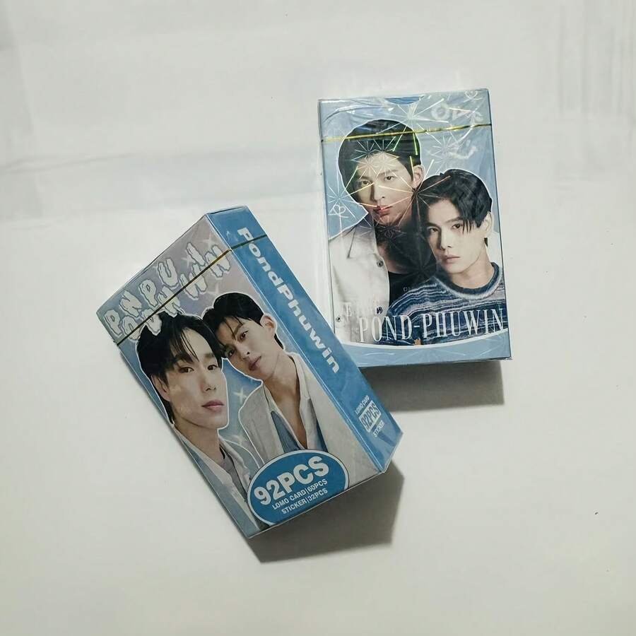 1 Set Of 92pcs LOMO Mini Cards | Includes 60pcs Cards + 32pcs Mini Stickers Pondphuwin LOMO Double-Sided Laser Glitter Card Set | Photo Wall Decor Set | Card Collection | Suitable For Valentine's Day, Birthday, Thanksgiving And Other Celebrations - Multicolor - View 1