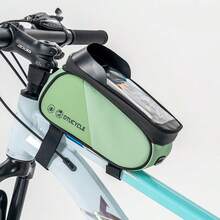 1 pieza Nueva Bolsa para Tubo Superior de Bicicleta, Bolsa para Sillín Impermeable de Doble Tono con Soporte para Teléfono Táctil, Paquete de Almacenamiento para Ciclismo - Multicolor - Ver 11