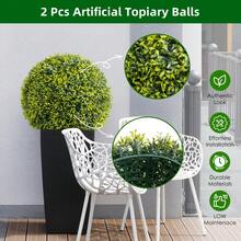 2/4 Pack Artificial Boxwood Topiary Balls  - Realistic Faux Greenery For Porch, Patio, Balcony Decor - Outdoor/Indoor Hanging Plants, Wedding & Home Decoration - Cây xanh, 16,53 inch - Gói 2 cây - Xem 4