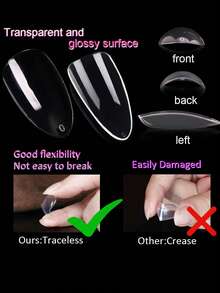 杏仁形假指甲 504 片装 - 长款芭蕾舞按压式指甲，透明杏仁形芭蕾舞圆形指甲片，适用于全覆盖亚克力假指甲艺术，家用 DIY 美甲沙龙美甲护理用品 - 無色 - 查看 4