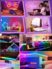 RGB LED Neon Lights With Remote Control, Multi-Color Changing Light Strip For Bedroom Decor, USB Powered Flexible Neon Sign Lighting, Remote & App Control, DIY Shape USB Neon Rope Lights With RGB Segmented Effects, Suitable For Gaming Room, Bedroom, Holiday Decoration - Multi-color light - View 5