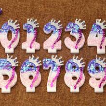 Numeric Birthday Candle, Crown Cake Candle, Purple And Pink Glitter Cake Decorations For Anniversary Celebration - Multicolor - View 12