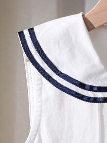 Đầm trắng không tay có cổ cho bé gái, mùa hè - trắng - Xem 4