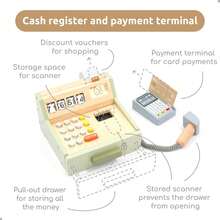 儿童木制玩具屋，木制收银机拼图，互动益智玩具 - 彩色 - 查看 5