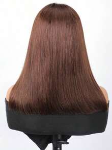 Glueless Layered Straight Wig Bob Wig With Bangs Human Hair 4x4 Pre-Cut Lace Glueless Wigs Silk Bob Wig Wear And Go Breathable Short Bob Wigs 4 #   Chocolate Brown Bob Wig 10-14 Inch - S4 - 查看 5