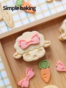 1 buah Cetakan Kue Bentuk Domba & Kelinci Lucu, Dengan Cetakan Pola Domba, Kelinci, Wortel, dan Pita. Cetakan Kue yang Mudah Digunakan untuk Memanggang Kue, Hadiah Ulang Tahun, Alat Memanggang, dan Dekorasi Kue. - View 3