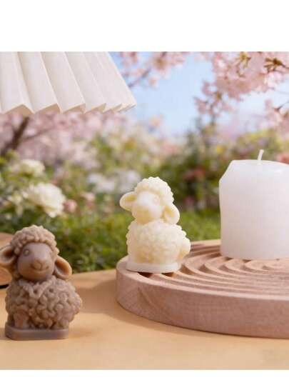 1个绵羊造型硅胶蜡烛模具，DIY香薰石，石膏扩香器，家居装饰配件