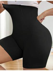 1pc Women's High-Waisted Tummy Control Butt Lifting Shaping Shorts - Opaque Heavy-Duty Compression Underwear, Postpartum Belly, Workout & Everyday Pants, Washable (No Padding) - 杏 - 查看 1