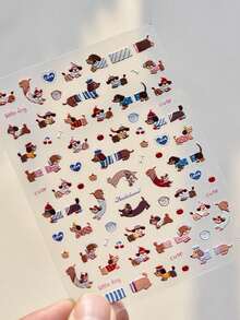 1 Piece Cute Dog Backflip Dog Cherry Cake Bone Cup Apple Sausage Self-Adhesive Nail Stickers Heart Nail Stickers Art Stickers DIY - Multicolor - View 5
