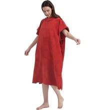 1件红色速干连帽沙滩浴巾浴袍，冲浪斗篷换衣巾 - 紅色 - 查看 3