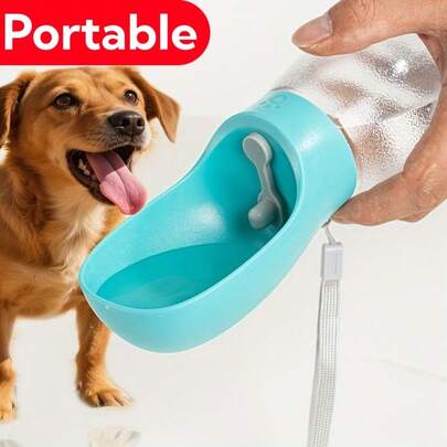 1pc Portable Pet Water Bottle For Cats And Dogs, Modern Style Outdoor Pet Travel Accessory, Solid Color Blue/Pink/Green Durable Plastic Finish With Easy-Grip Handle Design, Features Leak-Proof Construction For Mess-Free Hydration