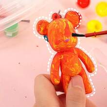 10 piezas Juego de pintura DIY de oso fluido, decoración de graffiti pintada a mano, incluye pintura, cuchara, oso de plástico, pincel, suministros de manualidades creativas, adecuado para volver a la escuela, graduación, eventos de fiesta, regalos significativos para fiestas, también adecuado para rellenar calcetines navideños (disponible en oso grande y pequeño, colores de pintura aleatorios) - Conjuntos - Ver 5