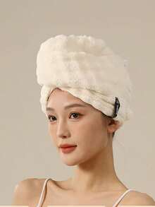 1pc Coral Fleece Thick Super Absorbent Hair Drying Towel, Minimalist Solid Color Hair Turban, Suitable For Long & Short Hair - Multicolor - View 13