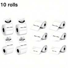 Papel de impresión de etiquetas térmicas, etiquetas autoadhesivas, disponibles en múltiples tamaños (30*20mm, 40*30mm, 50*30mm, 50*50mm, 50*80mm), adecuado para códigos de barras, envíos y etiquetas de correo - compatible con impresoras portátiles mini P50/P302A - Juego de 10 rollos - Ver 17