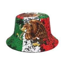 1pc Reversible Printed Bucket Hat, European And American Style Sun Protection Wide Brim Bucket Hat, Mexican Creative Cartoon Design - A - View 7