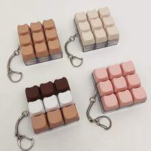1pc Keyboard Clicker Fidget Keychain Keyboard Button Fidget Toy | 1/4/9 Buttons Finger Keyboard Clicker Fidget Keychain | Keyboard Fidget Clicker Keychain | Fidget Keyring Relax Sensory Toys - Multicolor - View 1