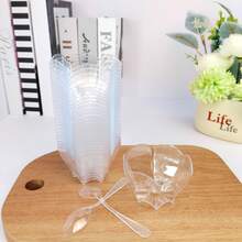 10/20/30/50pcs Reusable 90ml Plum Blossom Clear Dessert Cup Plastic Parfait Cup For Dessert Sampling - 彩色 - 查看 2